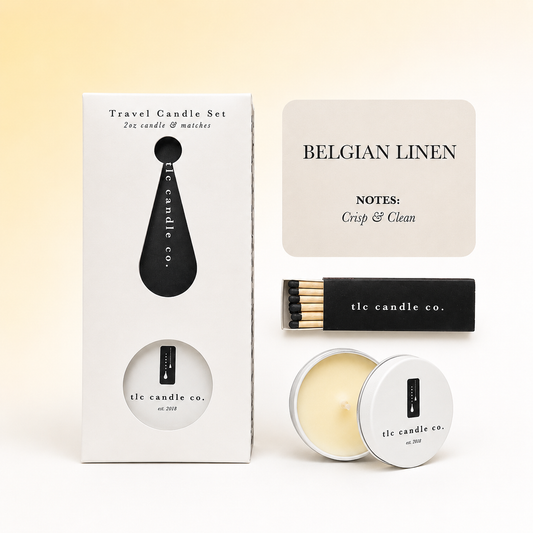 Travel Candle with Matches - Belgian Linen